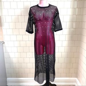 ZARA fishnet dress with pearl beads